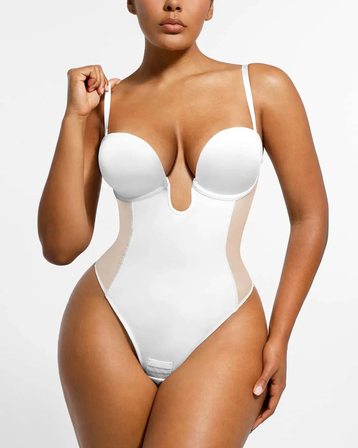 BOOT-YEAH™ MeshSmooth™ Deep Plunge Low-Back Thong Bodysuit - Image 12