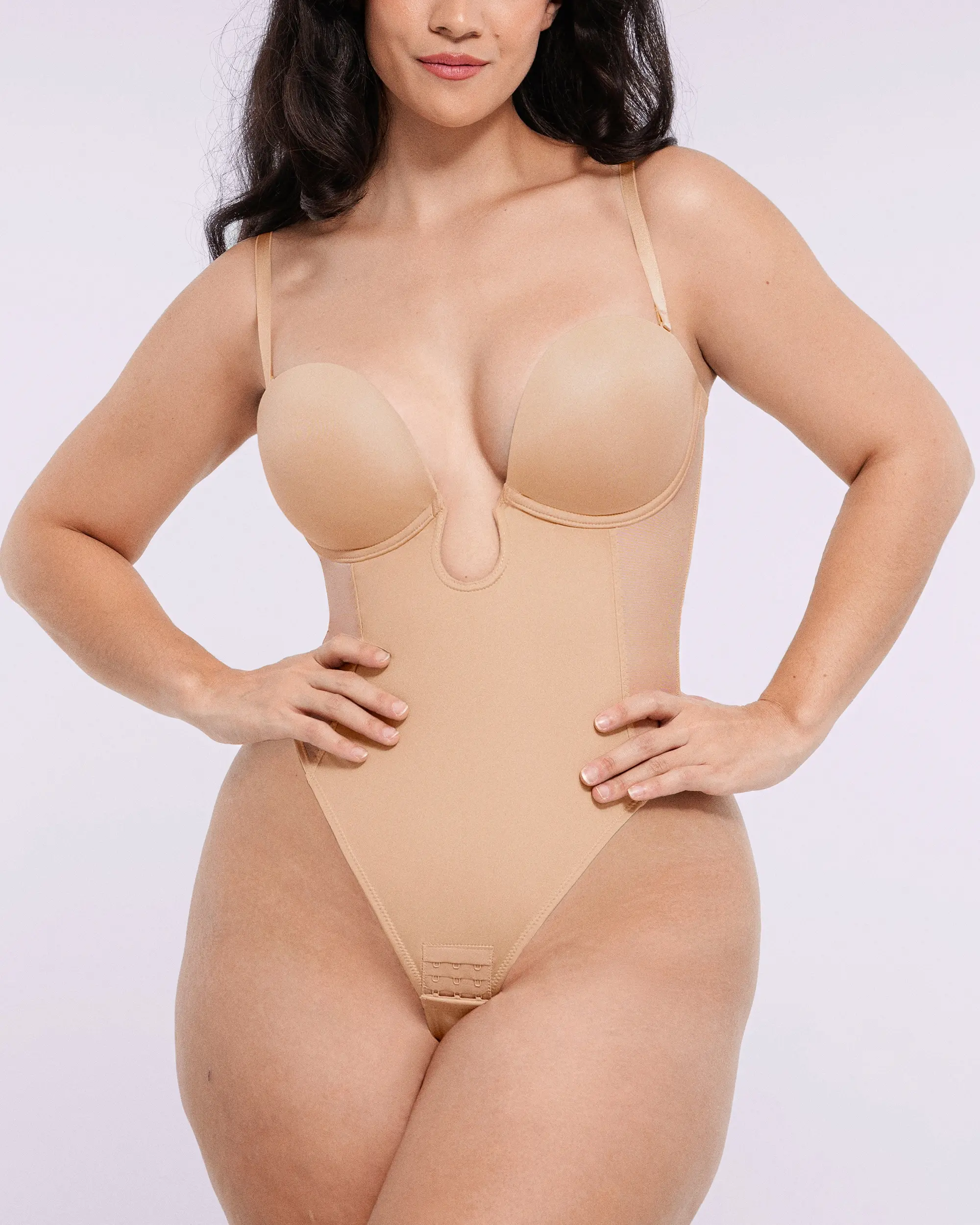 BOOT-YEAH™ MeshSmooth™ Deep Plunge Low-Back Thong Bodysuit - Image 16