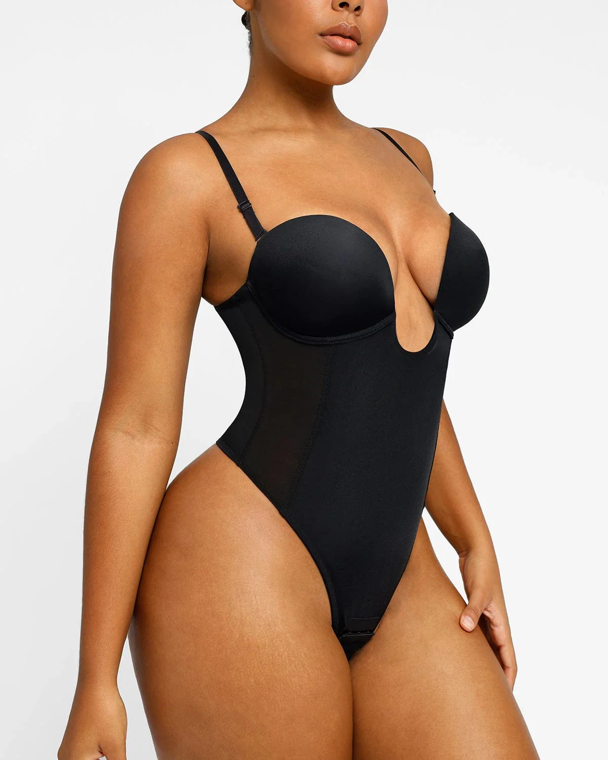 BOOT-YEAH™ MeshSmooth™ Deep Plunge Low-Back Thong Bodysuit - Image 4