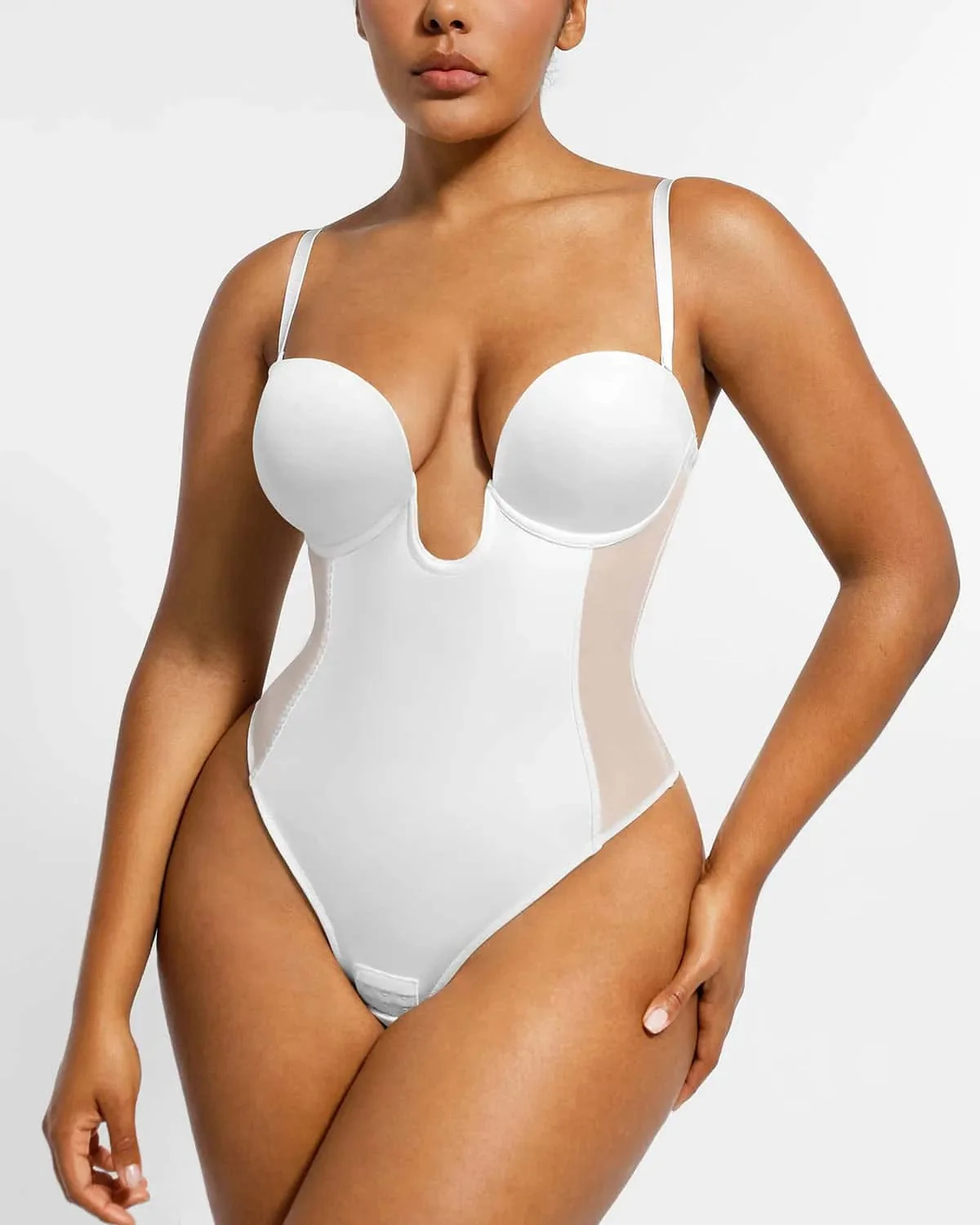 BOOT-YEAH™ MeshSmooth™ Deep Plunge Low-Back Thong Bodysuit - Image 7