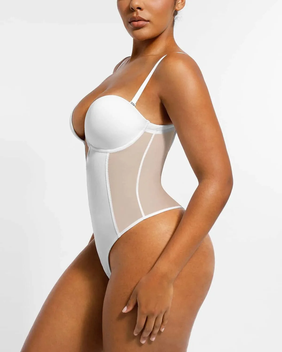 BOOT-YEAH™ MeshSmooth™ Deep Plunge Low-Back Thong Bodysuit - Image 9