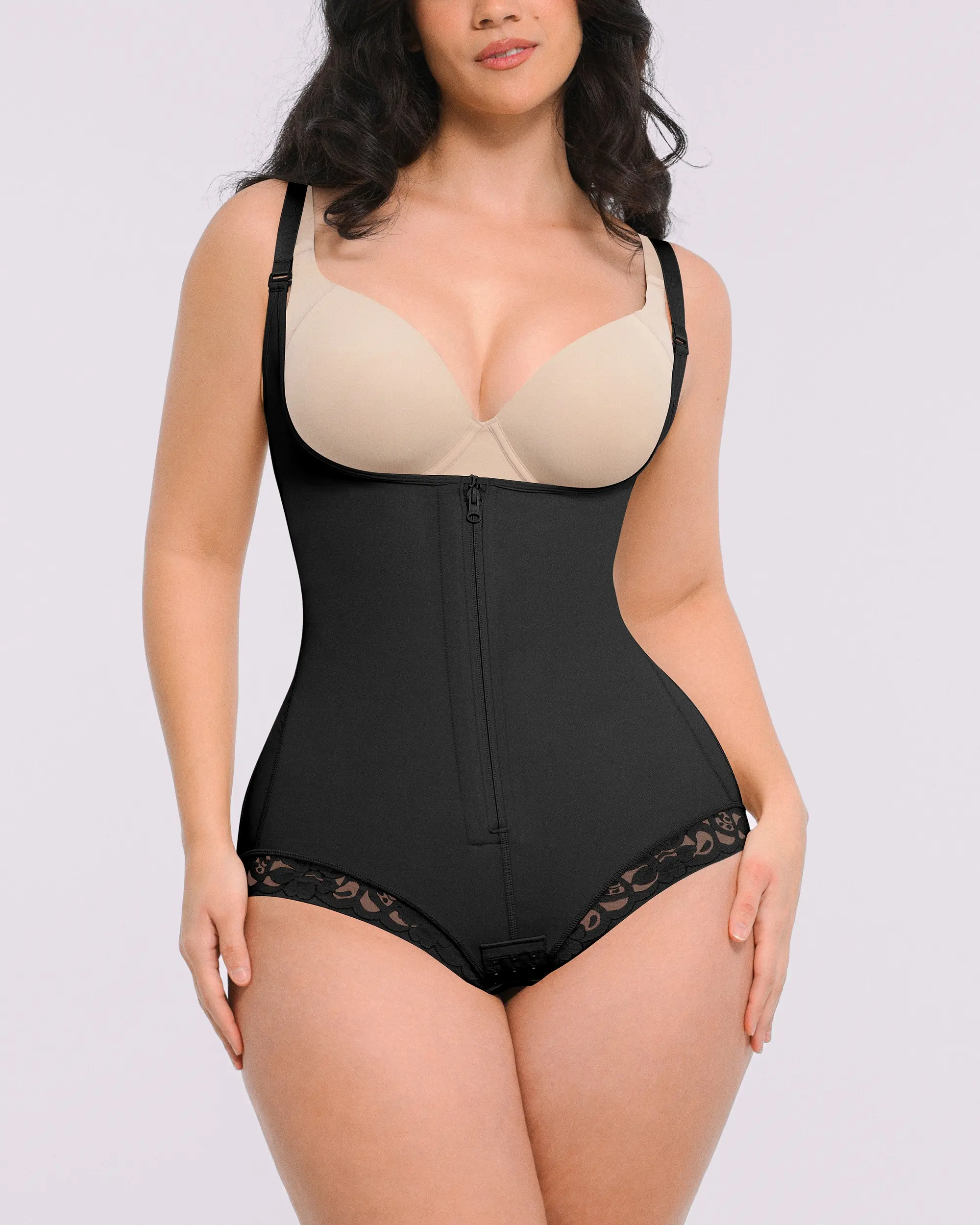 Bare Essentials™ AirSlim® Zipper Front Open Bust Brief Bodysuit - Image 3