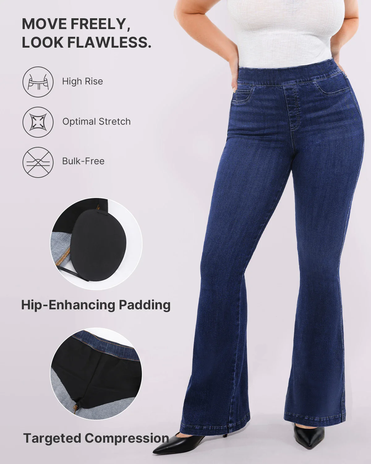 Bare Essentials™ AirSlim® High-Waisted Padded Hip Flare Jeans - Image 3
