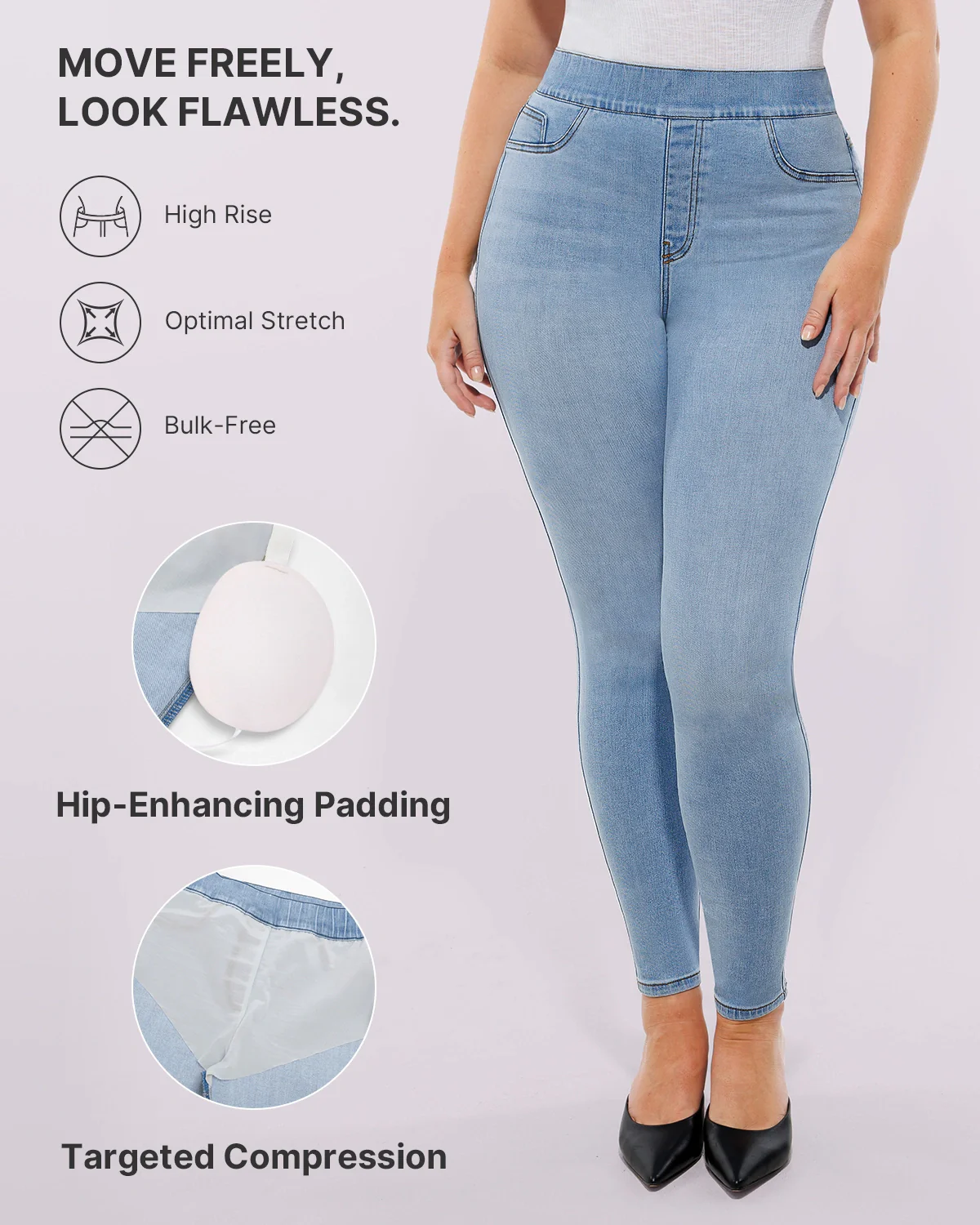 Bare Essentials™ High-Waisted Padded Hip Skinny Jeans - Image 3