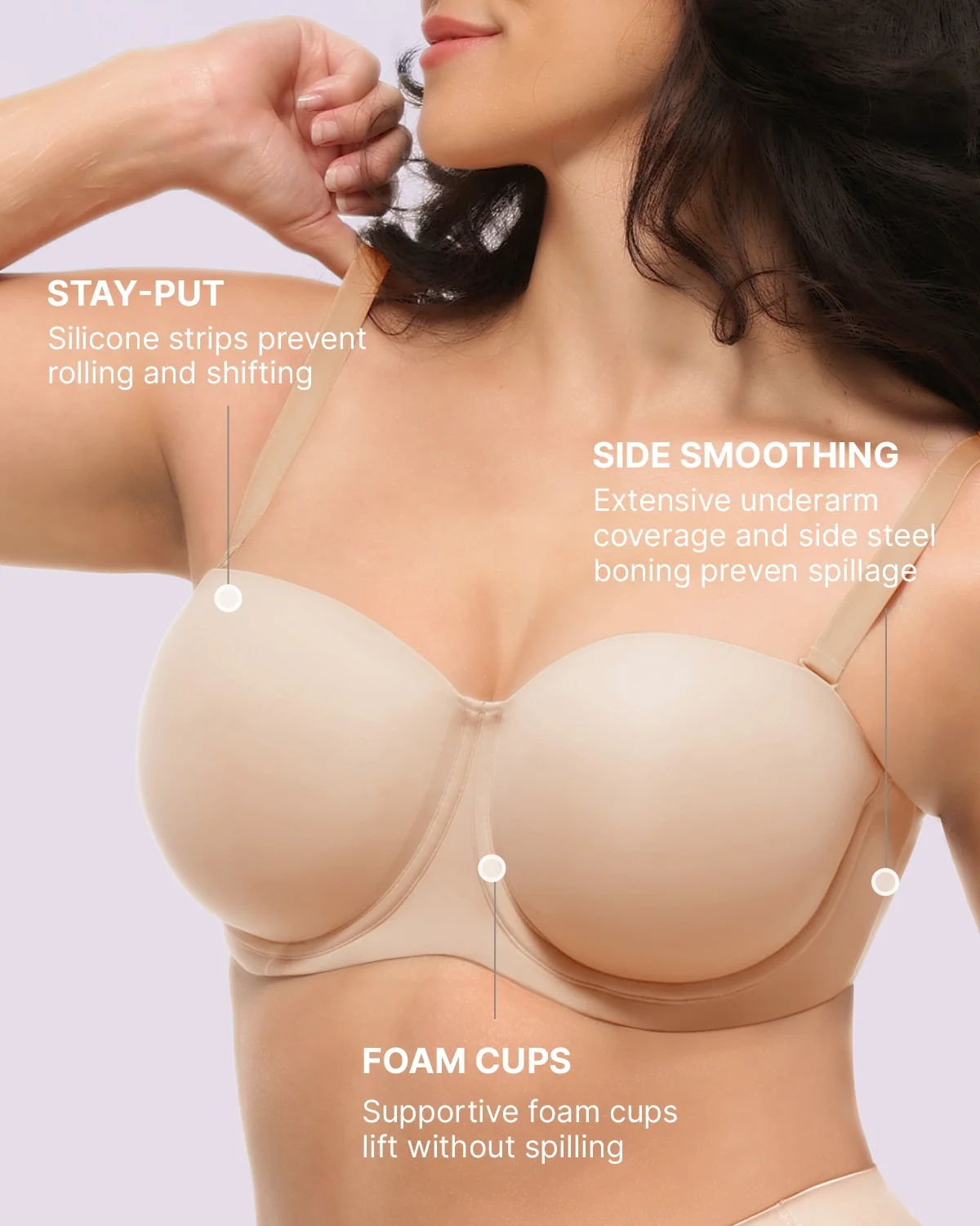 Bare Essentials™ AirSlim® Convertible Strapless Push Up Bra - Image 3