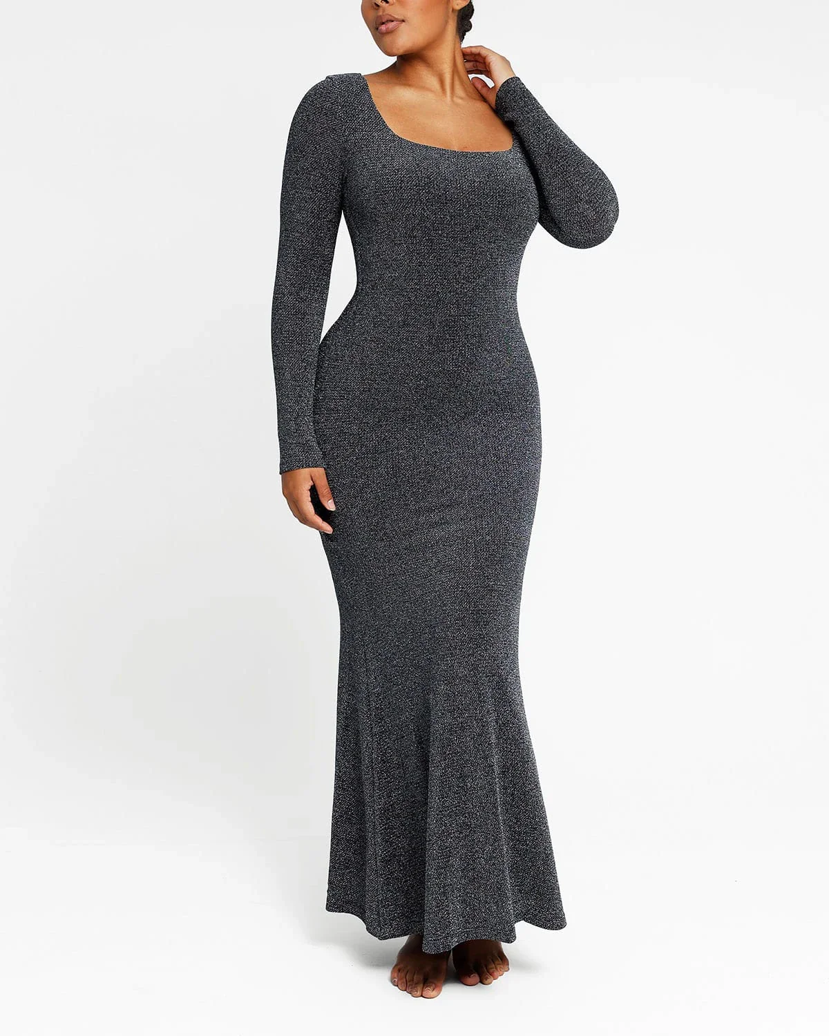 Gleaming Long Sleeve Mermaid Shaping Dress - Image 5