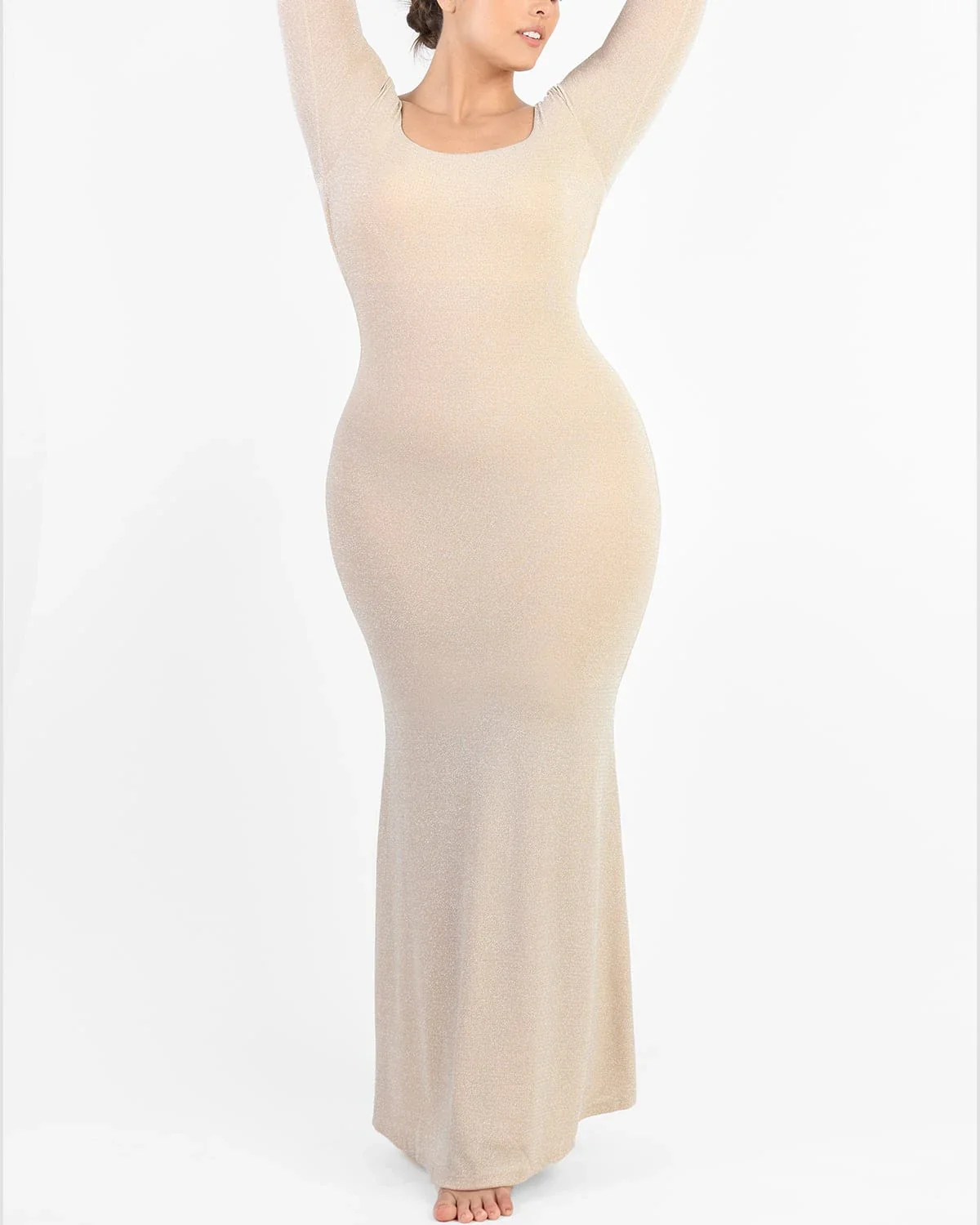 Gleaming Long Sleeve Mermaid Shaping Dress - Image 7