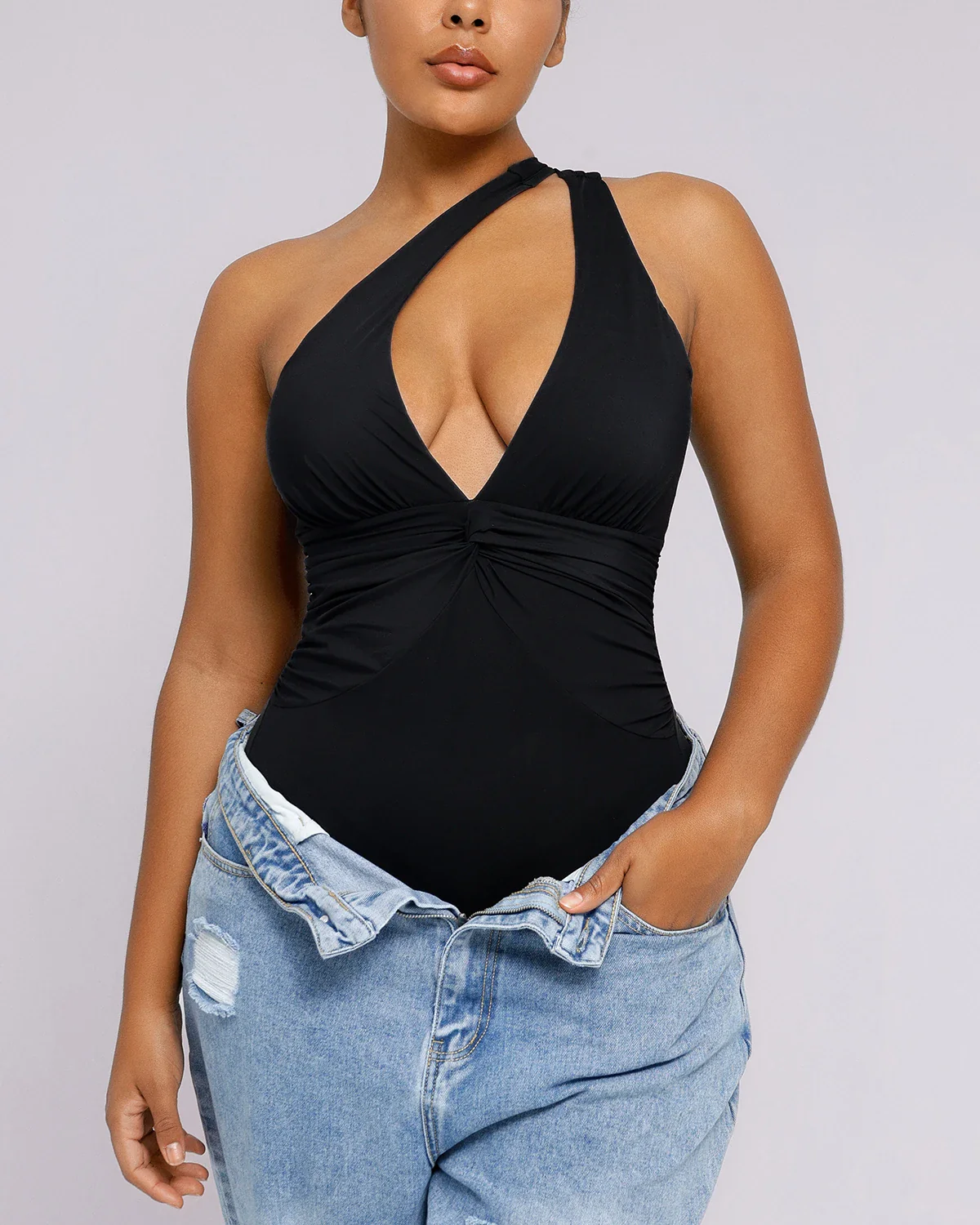 Smart Sculpt™ Ruched Twist-Front Shaping Swimsuit - Image 8