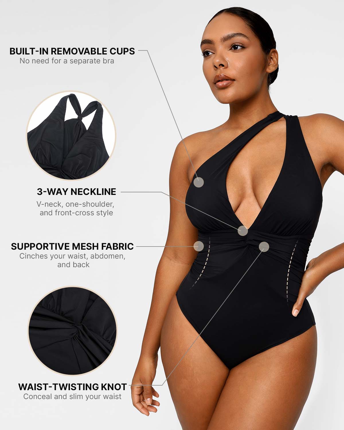 Smart Sculpt™ Ruched Twist-Front Shaping Swimsuit - Image 9