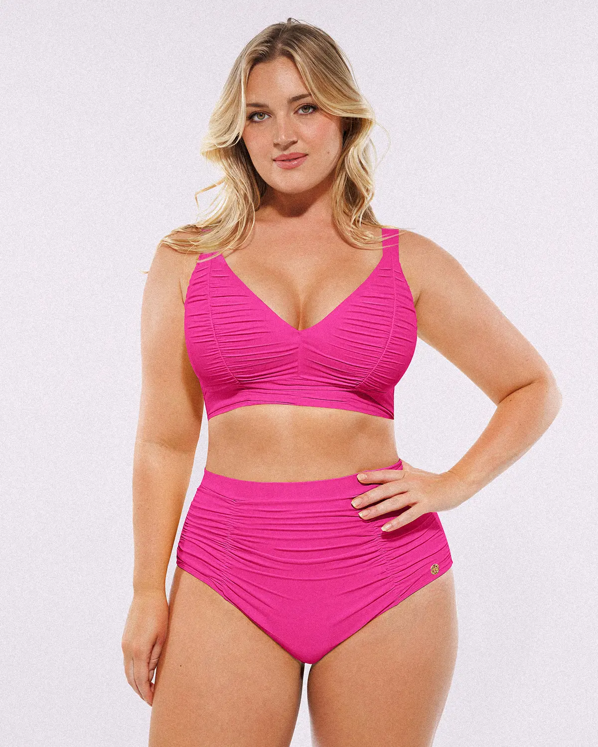 Smart Sculpt™ Ruched V-Neck Bikini Top & High-Waisted Bottom Set - Image 29
