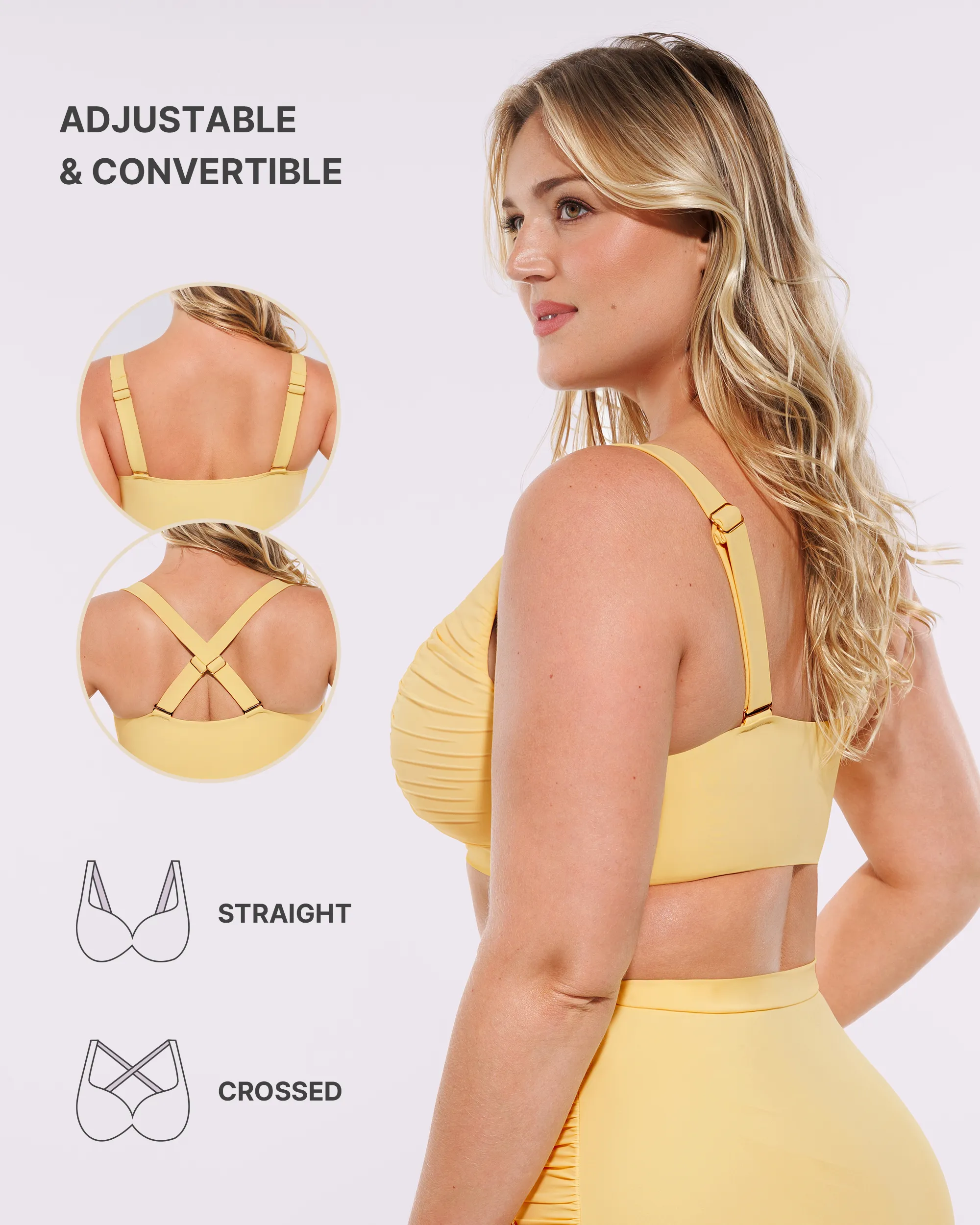 Smart Sculpt™ Ruched V-Neck Bikini Top & High-Waisted Bottom Set - Image 36
