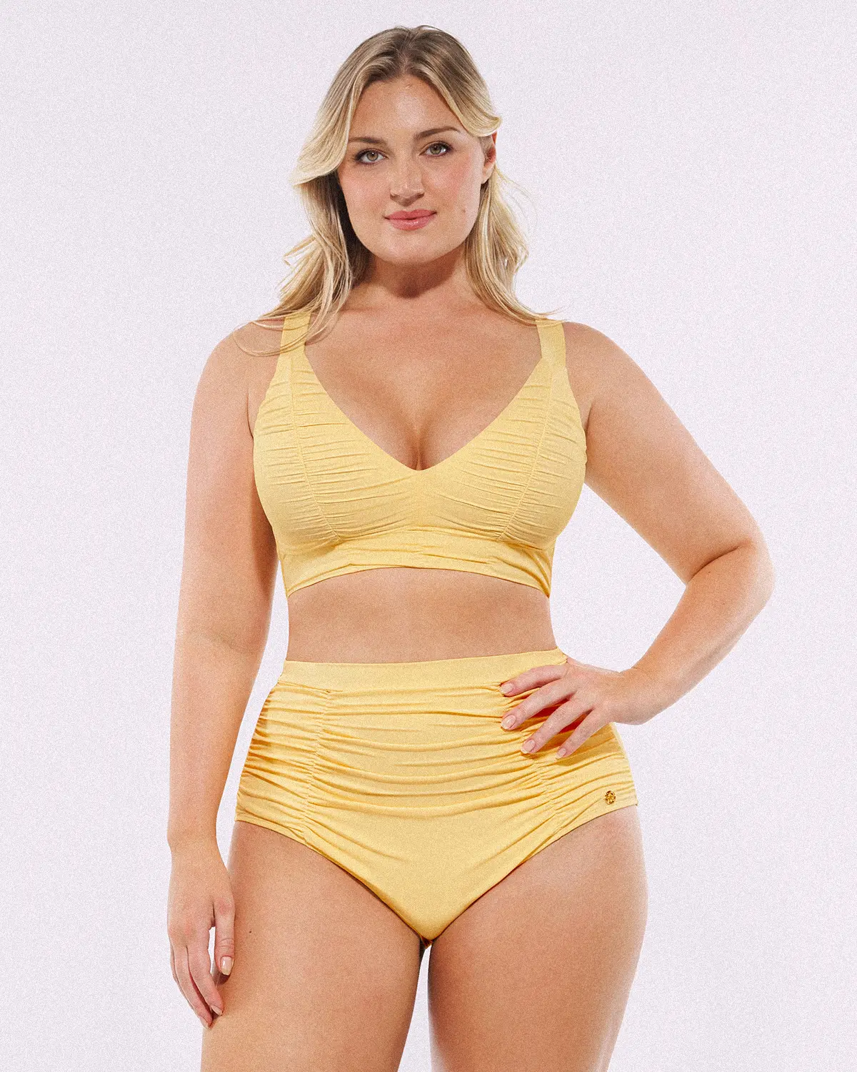 Smart Sculpt™ Ruched V-Neck Bikini Top & High-Waisted Bottom Set - Image 43