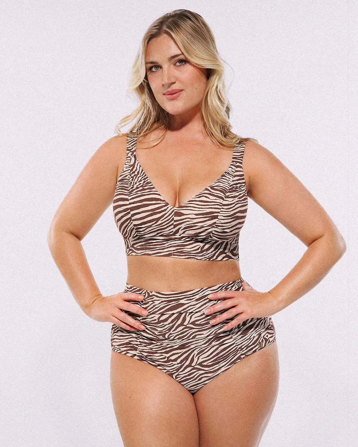 Smart Sculpt™ Ruched V-Neck Bikini Top & High-Waisted Bottom Set - Image 5