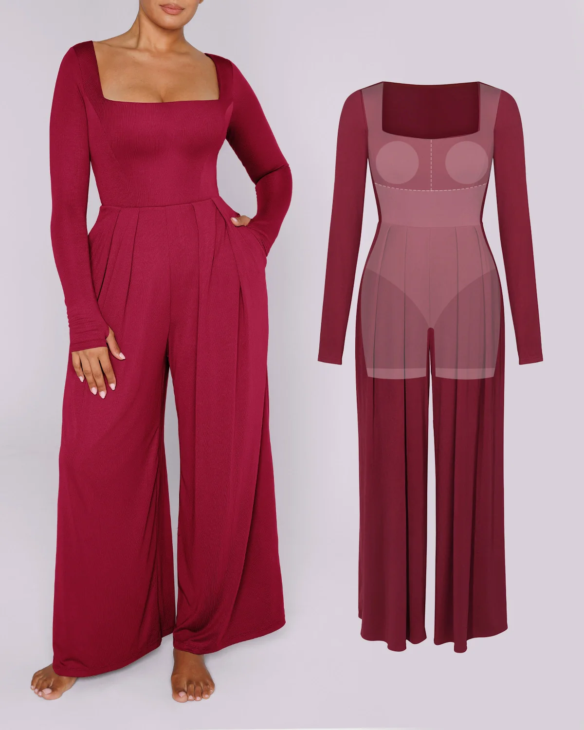 Bare Essentials™ AirSlim® Square Neckline Built-In Shaping Jumpsuit - Image 10
